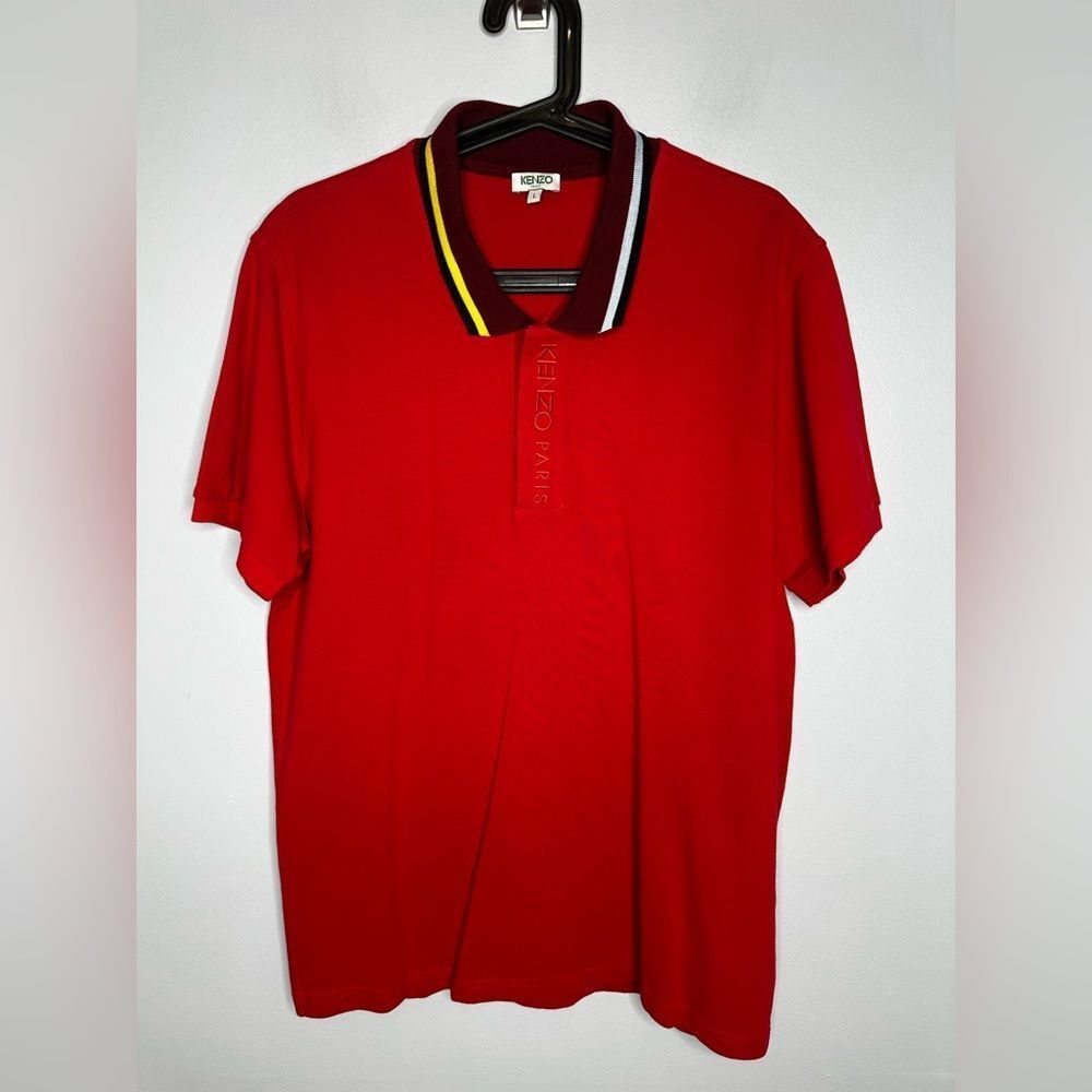 Kenzo Paris Short Sleeve Three Button Shirt Vintage Style Red